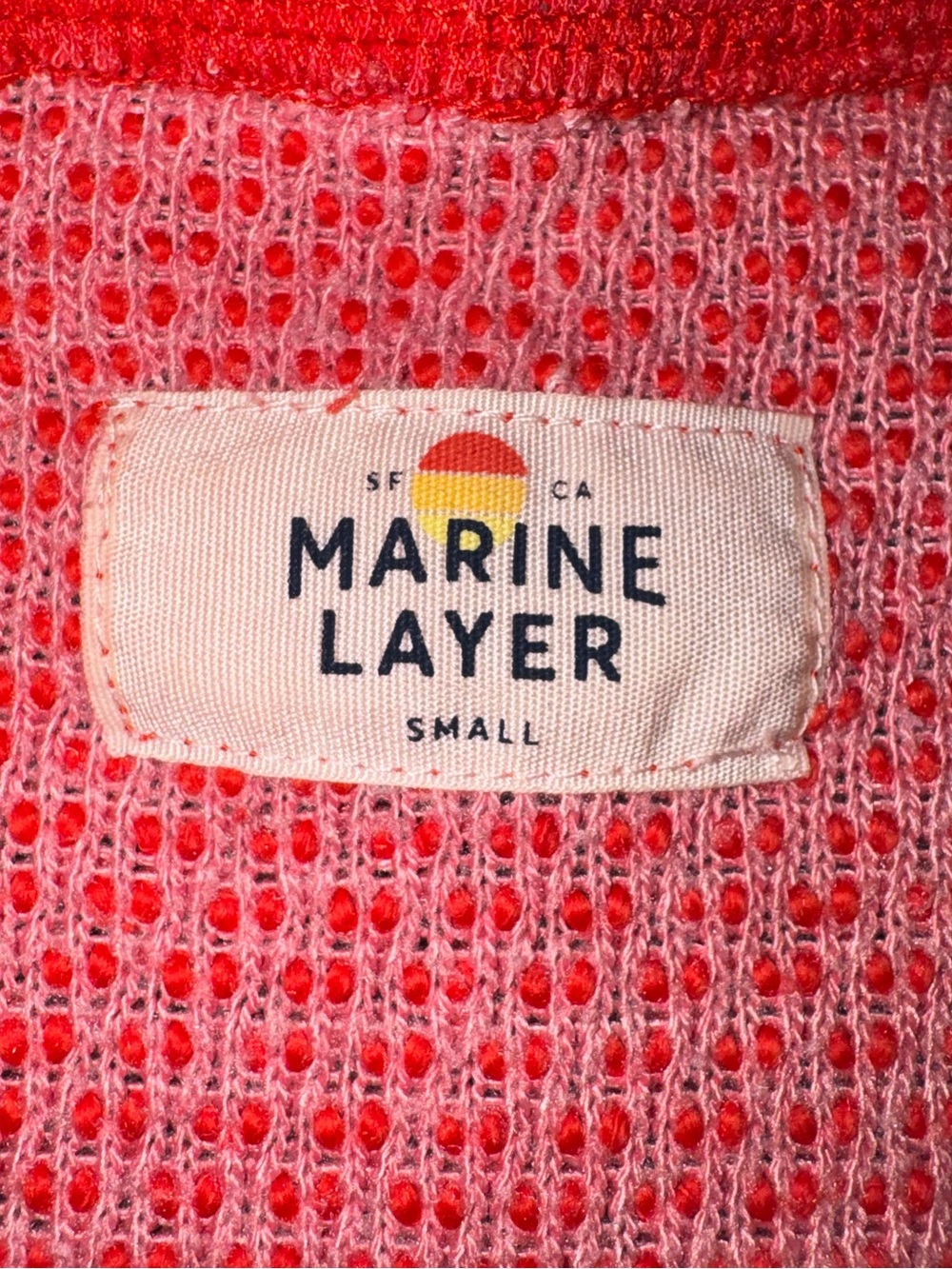Marine Layer Coral Textured Pullover Sweatshirt Long Sleeve Crewneck Small - Picture 3 of 7